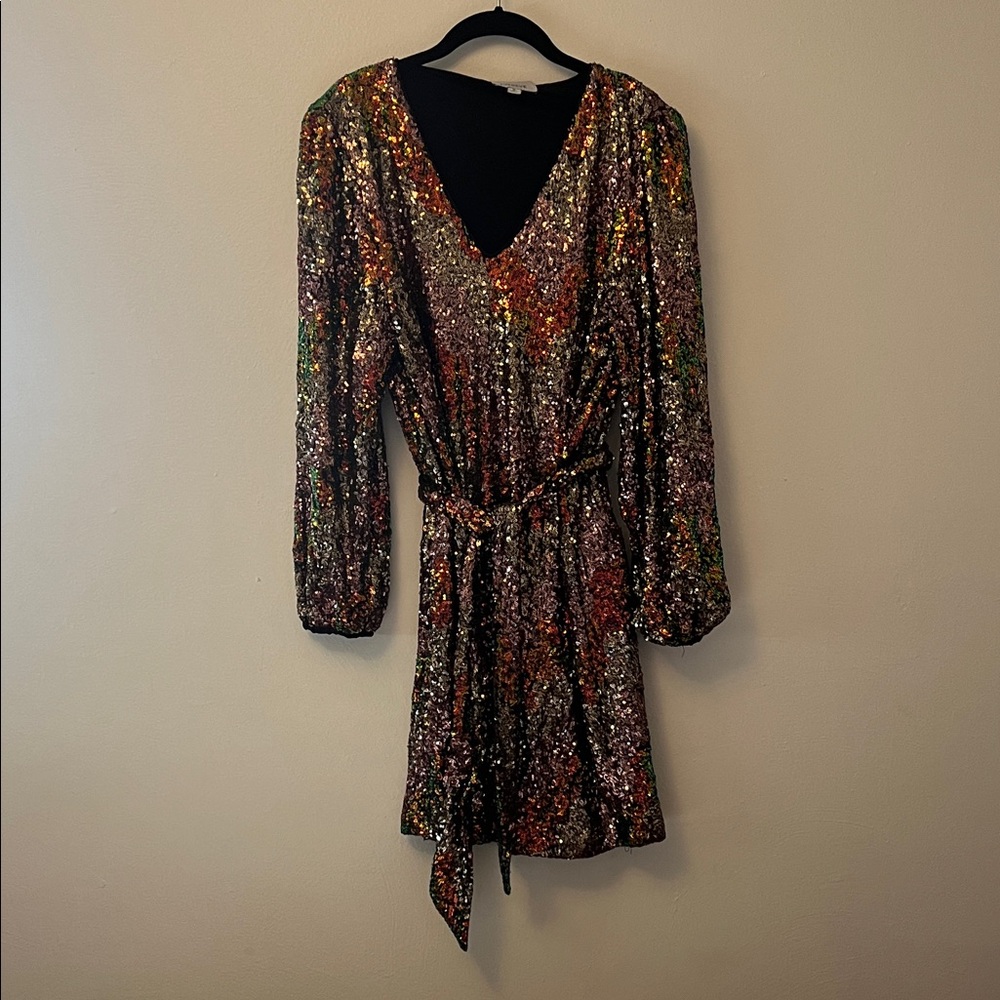 Evereve Multicolor Sequin Long Sleeve Dress